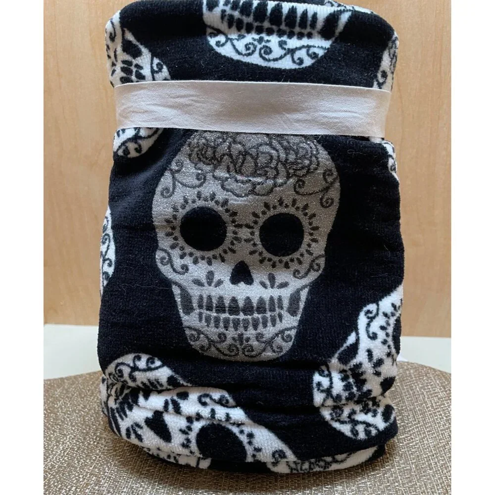 2 Silver Hand Skull Hand Towels 16” by 26”